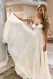 Chic Sweetheart Lace A Line Floor Length Long Wedding Dresses
