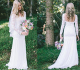 Lace Long Sleeve Beach Backless Outdoor Garden Handmade Womens Wedding Dress