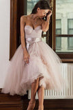 Elegant Sweetheart Strapless Tulle A Line Knee Length Homecoming Dresses
