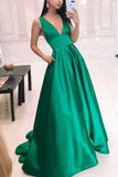 Casual Green A-line Prom Dresses For Women Pretty Long Prom Gowns