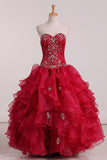 2024 Organza Sweetheart Ball Gown Quinceanera Dresses With Beads