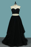 2024 Two-Piece Prom Dresses Sweetheart Beaded Bodice A Line Tulle