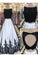 Black Amd White 2 Pieces Long Lace Satin Open Back Prom Dresses