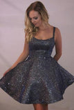 Cheap Spaghetti Strap Sparkly Homecoming Dresses With Pocket