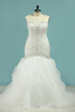 2024 Mermaid Beaded Bodice Wedding Dresses Sweetheart Tulle Sweep Train