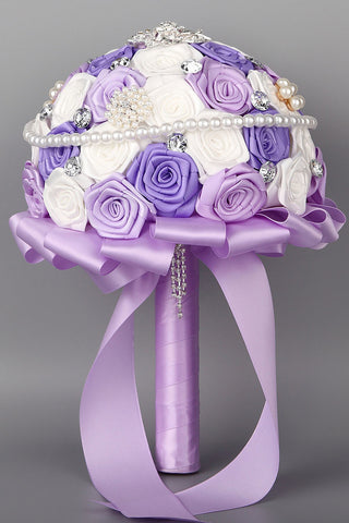 5 Colors Rhinestone Round Roses Bouquets Wedding Flowers (27*20cm)
