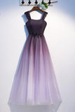 Tulle Beading Lace Up Back Prom Dresses Straps