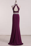 2024 Two-Piece High Neck Prom Dresses Mermaid With Applique Spandex