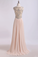 2024 Prom Dress Scoop A Line Beaded Tulle Bodice With Chiffon Skirt