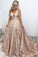 Sparkle A-Line Empire Gold Long Prom Dress