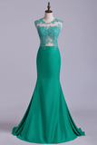 2024 New Arrival Scoop Mermaid Prom Dresses With Applique