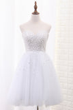 2024 Tulle Homecoming Dresses A Line Sweetheart Beaded Bodice Short/Mini