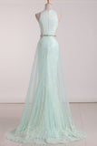 2024 Scoop Mermaid Tulle Prom Dresses With Beads And Applique