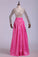 2024 Prom Dresses V Neck A Line Taffeta With Beading Floor-Length Long Sleeves