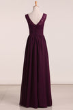 2024 A Line Scoop Lace Bodice Chiffon Floor Length Prom Dress