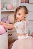 2024 New Arrival Flower Girl Dresses Scoop Two Pieces With Appliques Tulle