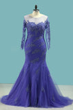 2024 Chic Mother Of Bridal Dresses Mermaid Scoop Tulle With Applique