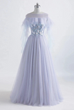 Princess Tulle Jewel Floor-Length Prom Dress With Appliques