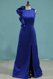 2024 New Arrival Scoop Prom Dresses Sheath Satin With Slit