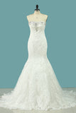 2024 Wedding Dresses Mermaid Scalloped Neck Tulle With Applique And Beading Court Train