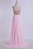 2024 New Arrival Prom Gown A-Line Sweetheart Sweep/Brush Chiffon With Beading&Rhinestone