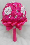 Wedding Bouquet Ribbon Roses With Rhinestone Brooch (32*22cm)