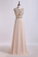 2024 Prom Dress Scoop A Line Beaded Tulle Bodice With Chiffon Skirt
