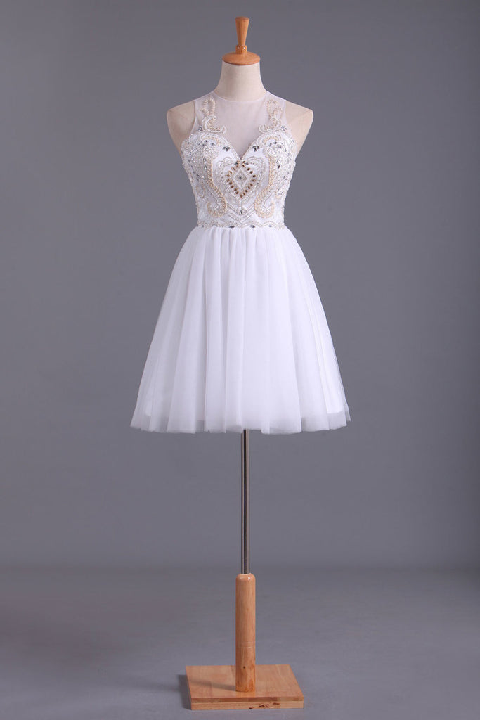 2024 Homecoming Dresses Scoop A Line Tulle With Beading Short/Mini