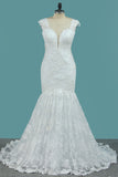 2024 Wedding Dresses Straps Mermaid Tulle With Applique Sweep Train