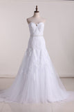 2024 Wedding Dresses Sweetheart Tulle With Applique And Beads Mermaid