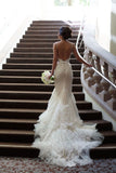 2024 Wedding Dresses Spaghetti Straps Mermaid Tulle With Applique And Sash