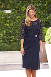 Chiffon A Line Scoop Mid-Length Sleeve Mother Of The Bride Dresses Lace