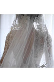 2024 Luxurious Long Sleeves Scoop A Line Lace Wedding Dresses With Pearls Royal Train