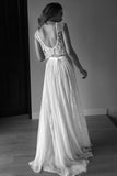 New Arrival Scoop Wedding Dresses A Line With Beads Chiffon & Lace