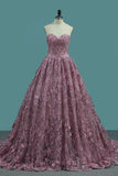 2024 New Arrival Sweetheart A Line Lace Prom Dresses Sweep Train