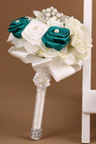 Wedding Bouquet Ribbon Roses With Rhinestone Brooch (25*15cm)
