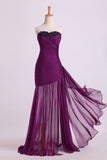 2024 Prom Dresses Ruffled Bodice Sheath/Column With Beads&Applique Floor Length