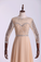2024 Prom Dresses Bateau 3/4 Length Sleeve A Line Chiffon With Beads