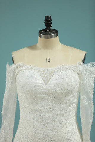 2024 Wedding Dresses Mermaid Strapless Chapel Train With Applique Zipper Back