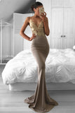 2024 Mermaid Spaghetti Straps Prom Dresses With Applique Spandex