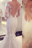 2024 Elegant Mermaid Wedding Dresses Off The Shoulder With Appliques Long Sleeves Zipper Up