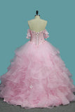 2024 Sweetheart Quinceanera Dresses Tulle With Applique And Beading Ball Gown