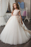 2024 Flower Girl Dresses Ball Gown Scoop Tulle With Applique