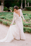 Scalloped-Edge Mermaid Lace Chapel Train Wedding Dress
