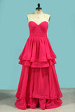 2024 A Line Sweetheart Prom Dresses Ruched Bodice Chiffon
