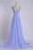 2024 V Neckline And Deep V Back Chiffon Long A Line Prom Dress With Beaded Tulle Straps