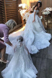 A Line Off The Shoulder Wedding Dresses Tulle With Applique And Beads