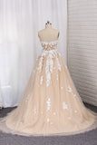 2024 Wedding Dresses A Line Tulle Sweetheart With Applique Court Train