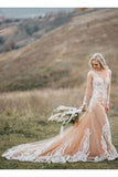 Long Sleeves Boho Wedding Dress With Appliques Mermaid Tulle
