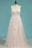 2024 Prom Dresses Tulle Sweetheart With Applique And Beads Lace Up